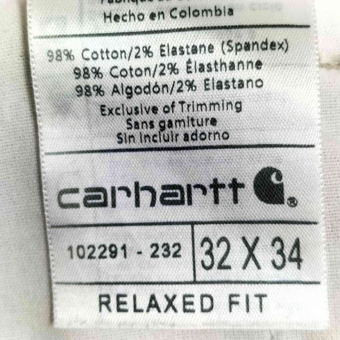 カーハート Carhartt RELAXED FIT ライトダック地 ワークパンツ メンズ 332×34