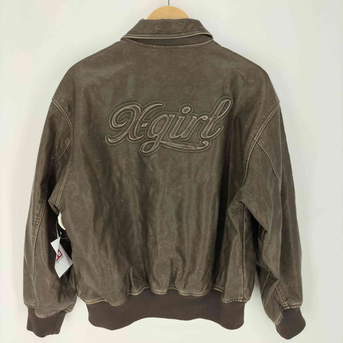 エックスガール X-girl EMBOSSED LOGO PATCH DISTRESSED FAUX LEATHER JACKET レディース JPN:M