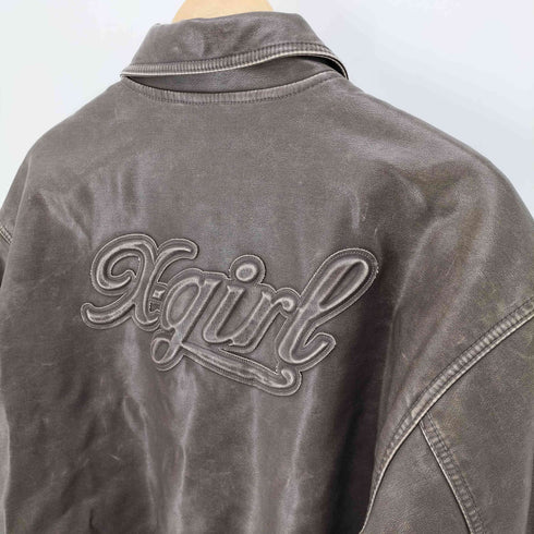 エックスガール X-girl EMBOSSED LOGO PATCH DISTRESSED FAUX LEATHER JACKET レディース JPN:M