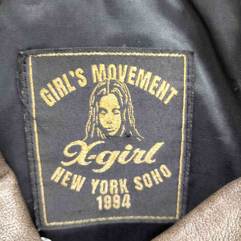 エックスガール X-girl EMBOSSED LOGO PATCH DISTRESSED FAUX LEATHER JACKET レディース JPN:M