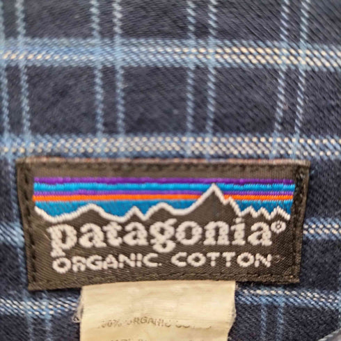 パタゴニア patagonia 00S ポルトガル製 ORGANIC COTTON ロゴ刺繍 チェック柄 L/S レギュラカラーシャツ メンズ
