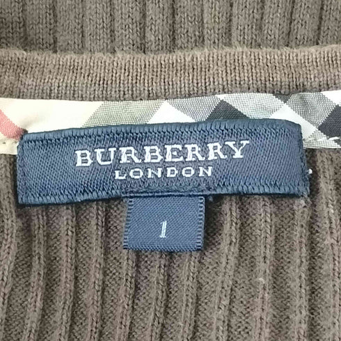 バーバリーロンドン BURBERRY LONDON ホース刺繍 襟裏ノバチェック リブニット 半袖 カットソー レディース JPN:1