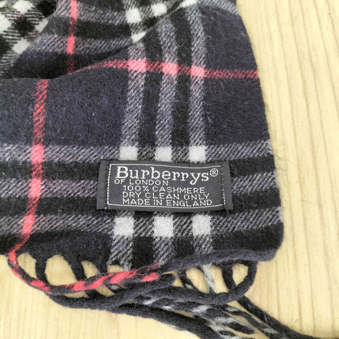 バーバリーズ BURBERRYS pure cashmere カシミヤ100 MADE IN ENGLAND 英国製 チェック マフラー メンズ