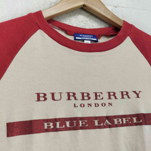 バーバリーブルーレーベル BURBERRY BLUE LABEL ラグラン ラメ 半袖 クルーネック ミニ チビ Tシャツ Y2K レディース M