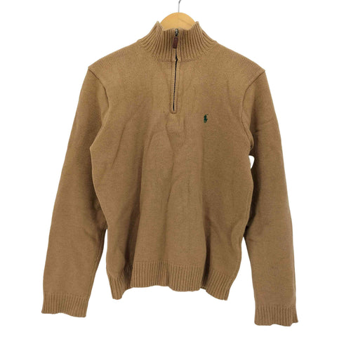 ポロバイラルフローレン Polo by RALPH LAUREN 90S LAMBSWOOL ポニー刺繍 ハーフジップ ニット メンズ import:L