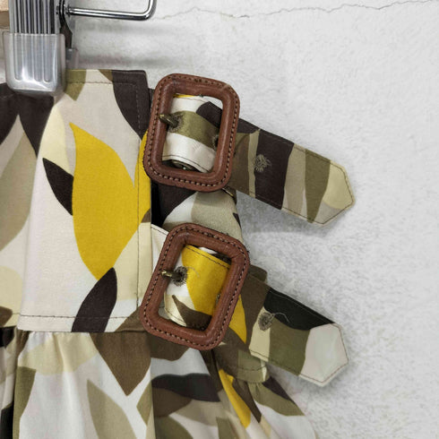 バーバリーロンドン BURBERRY LONDON リーフ シルク ミディ スカート レディース 44