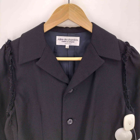 ローブドシャンブルコムデギャルソン robe de chambre COMME des GARCONS AD2002 03SS ウールギャバ インサイドアウト ノッチドラペル 3B シングルブレスト ウール テーラードジャケット レディース JPN:M