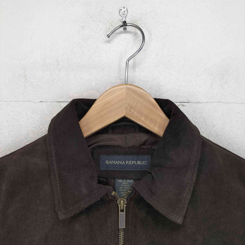 バナナリパブリック BANANA REPUBLIC 00s OLD genuine leather リアルレザー 本革 スエード ジップ ジャケット レディース XS