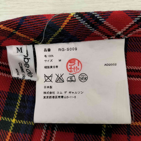 ローブドシャンブルコムデギャルソン robe de chambre COMME des GARCONS 02AW タータンチェック プリーツスカート レディース JPN:M