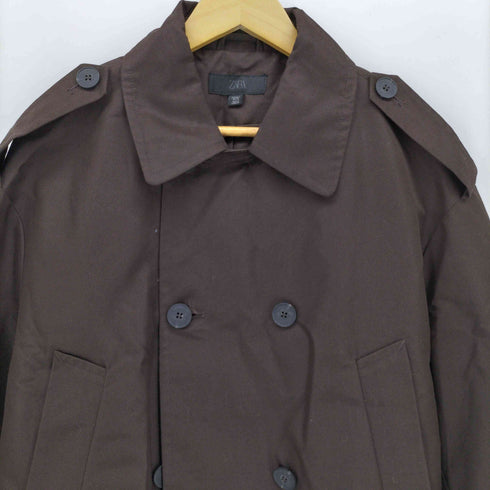 ザラ ZARA ショートダブルブレストトレンチコート レディース import:L