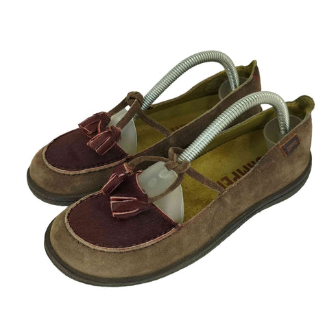 カンペール CAMPER コンビカラー タッセル スエードレザー スリッポン レディース JPN:36