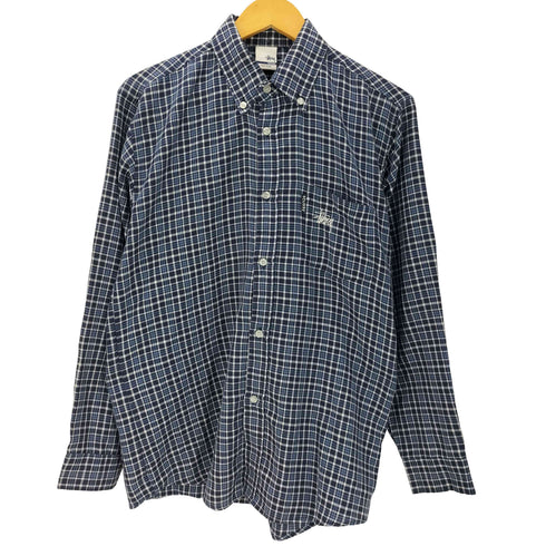 ステューシー Stussy 90S OLD USA製 銀タグ ショーンフォント ロゴ 刺繍 L/S チェック フランネル シャツ メンズ import:M