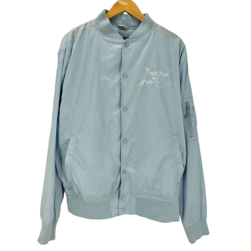 ステューシー Stussy AUTHENTIC GEAR 90-00S OLD 黒タグ ショーンフォント ボーン ロゴ プリント パデット MA-1 バーシティー ジャケット ブルゾン メンズ import:XL