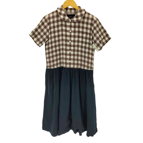 トリココムデギャルソン tricot COMME des GARCONS 09SS 丸襟 リネン チェック 切替 ワンピース レディース