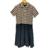 トリココムデギャルソン tricot COMME des GARCONS 09SS 丸襟 リネン チェック 切替 ワンピース レディース