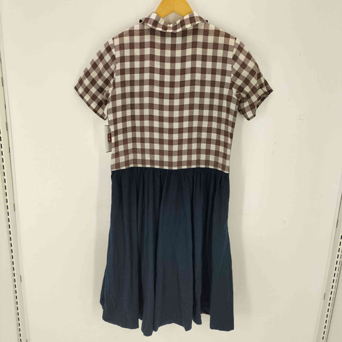 トリココムデギャルソン tricot COMME des GARCONS 09SS 丸襟 リネン チェック 切替 ワンピース レディース