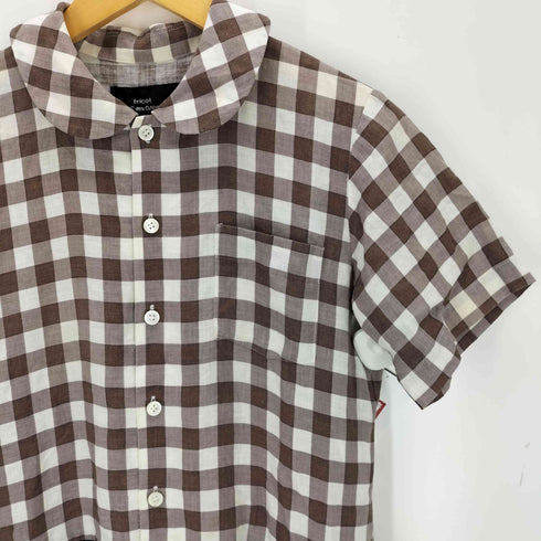 トリココムデギャルソン tricot COMME des GARCONS 09SS 丸襟 リネン チェック 切替 ワンピース レディース