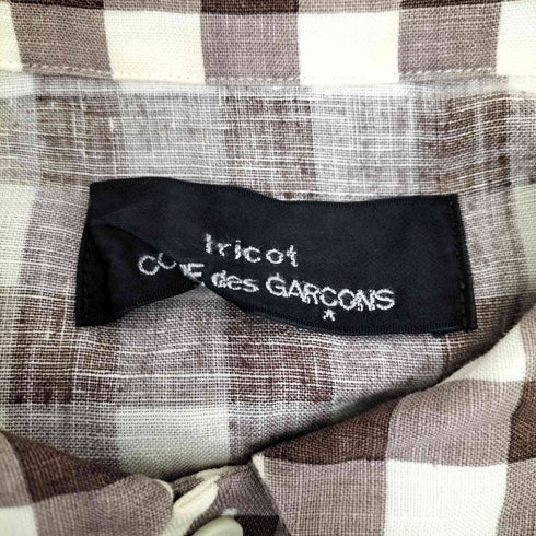 トリココムデギャルソン tricot COMME des GARCONS 09SS 丸襟 リネン チェック 切替 ワンピース レディース