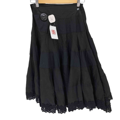 トリココムデギャルソン tricot COMME des GARCONS 14SS ラップデザイン ティアード 裾レース ボリューム スカート レディース JPN:M