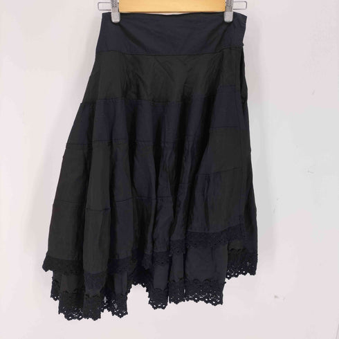 トリココムデギャルソン tricot COMME des GARCONS 14SS ラップデザイン ティアード 裾レース ボリューム スカート レディース JPN:M