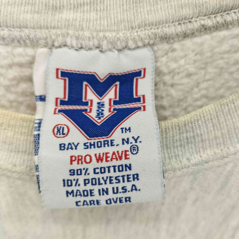エムブイスポーツ MV SPORT 90s USA製 PRO WEAVE TUFTS刺繍 クルーネックスウェット メンズ import:XL