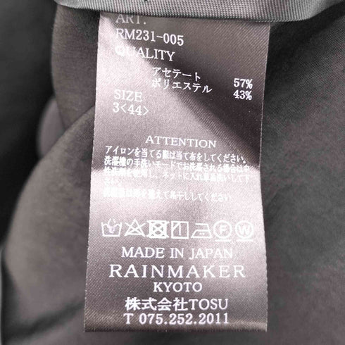 レインメーカー RAINMAKER 23SS オフィサー カラー ジャケット バンドカラー メンズ JPN:3