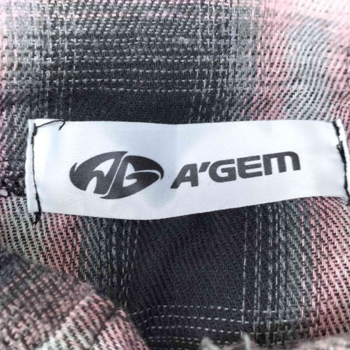 エージェムナイン AGEM/9 オンブレ チェック フード シャツ メンズ FREE