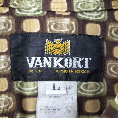 VANKORT 総柄 長袖 ボタンダウンシャツ メンズ L