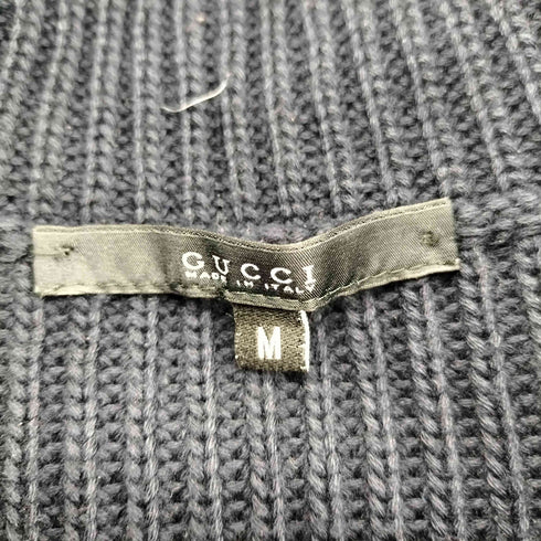 グッチ GUCCI 03AW Tom Ford期 MADE IN ITALY イタリア製 archive レザー ライニング コットン ドライバーズ ニット メンズ import:M