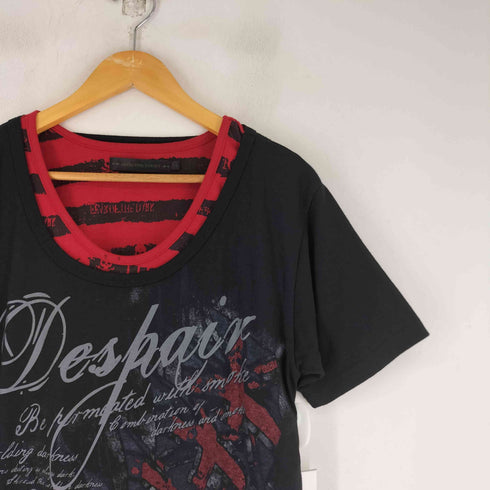 DEFFCTIVE STRUCT レイヤードデザイン レタリングプリント ショートスリーブ Tシャツ メンズ LL