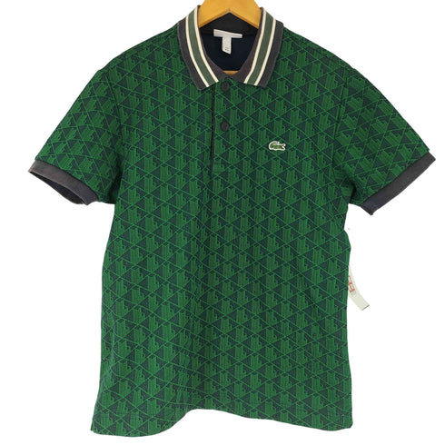 ラコステ LACOSTE ワンポイントロゴ刺繍 総柄 ショートスリーブ ポロシャツ メンズ import:M