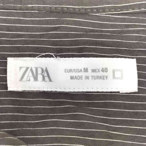 ザラ ZARA シワ加工 ストライプ柄 フルイドシャツ メンズ import:M
