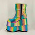 デモニア Demonia PLATFORM BOOTS メタリック レインボー パッチワーク 厚底 ブーツ メンズ US:10