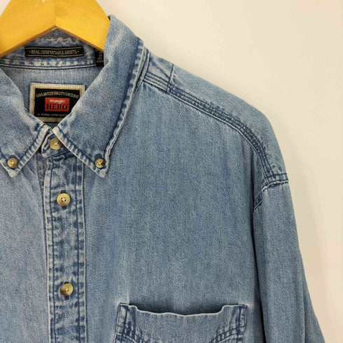ラングラー Wrangler HERO REAL COMFORTABLES SHIRTS ボタンダウン デニムシャツ メンズ import:L