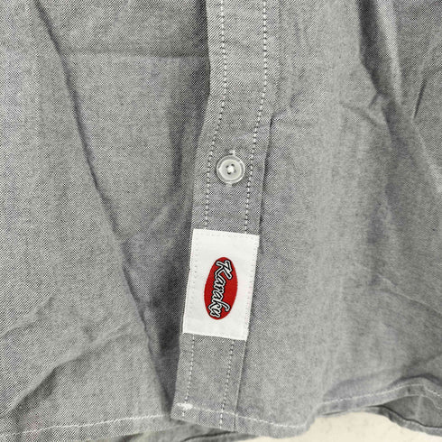OLD KARAKU WORK ロゴ刺繍 オックスフォード 長袖 シャツ メンズ L