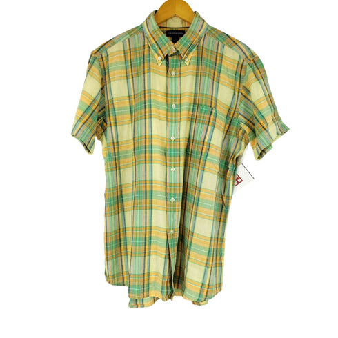 ランズエンド LANDS END ボタンダウン チェック 半袖シャツ メンズ JPN:L