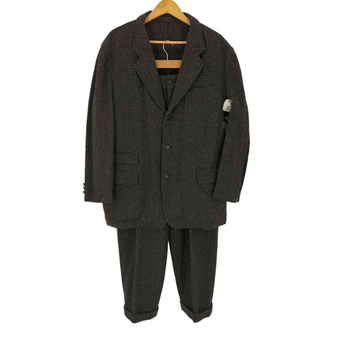 コムデギャルソンオム COMME des GARCONS HOMME 田中オム ツイード ハウンドトゥース 3B シングル テーラードジャケット & 2タック ワイドテーパード スラックス セットアップ メンズ ジャケット:M / パンツ:S