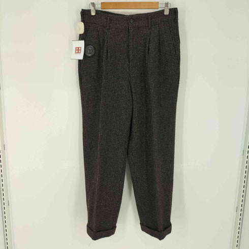 コムデギャルソンオム COMME des GARCONS HOMME 田中オム ツイード ハウンドトゥース 3B シングル テーラードジャケット & 2タック ワイドテーパード スラックス セットアップ メンズ ジャケット:M / パンツ:S