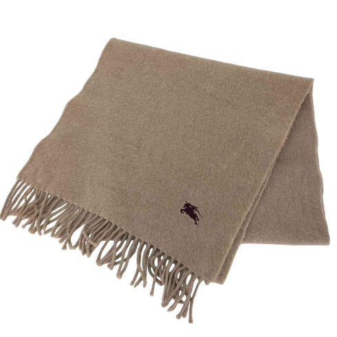 バーバリーズ BURBERRYS ホース刺繍 PURE CASHMERE ウール100% フリンジマフラー レディース