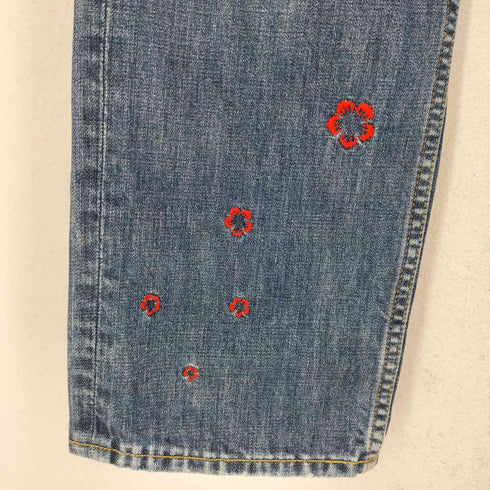 タケオキクチ TAKEO KIKUCHI ボタニカル刺繍 ストレート デニムパンツ メンズ