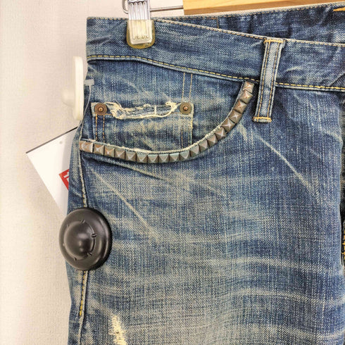ヒステリックグラマー HYSTERIC GLAMOUR 00S スタッズ ダメージ加工 ローライズ ストレートデニムパンツ メンズ 30