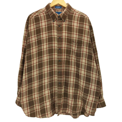 タウンクラフト TOWNCRAFT 80s ニカラグア製 ポケット チェック ボタンダウン L/S ネルシャツ メンズ import:XL