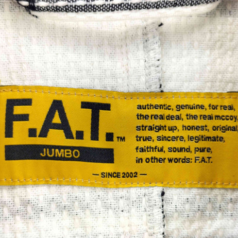 エフエーティー FAT チャイナボタン 刺し子チェック カンフーシャツ メンズ JUMBO