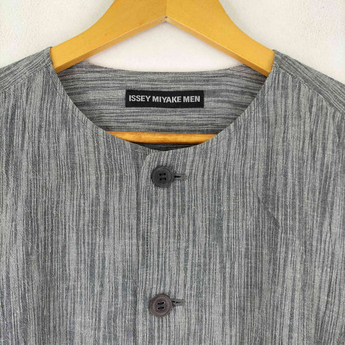 イッセイミヤケメン ISSEY MIYAKE MEN リネン混 ノーカラー シャツ メンズ JPN:2