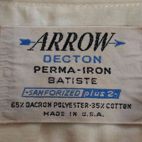 アロー ARROW 60~70s USA製 襟芯 PERMA-IRONタグ ダブルポケット S/S シャツ メンズ 17 2 S