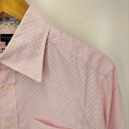 ポールスミスロンドン Paul Smith LONDON イタリア製 チェッカー折柄 襟裏花柄 ドゥエボットーニ シャツ メンズ import:L