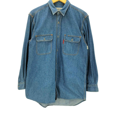 ラッキーストライク LUCKY STRIKE 90-00S OLD ダブル フラップ ポケット L/S デニム ワーク シャツ メンズ import:M