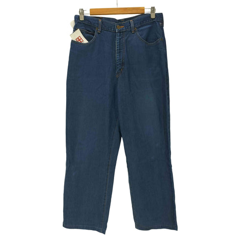 ケンゾージーンズ KENZO JEANS 80-90S OLD 初期 北斎タグ 富士山 ステッチ ワイド バギー シャンブレー デニム トラウザー パンツ メンズ 82cm