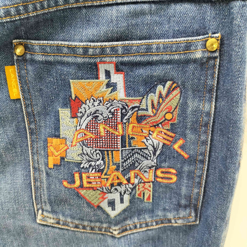 ランセル LANCEL 90S-00S OLD 刺繍 デザイン ワイド レッグ デニム パンツ Y2K メンズ 28