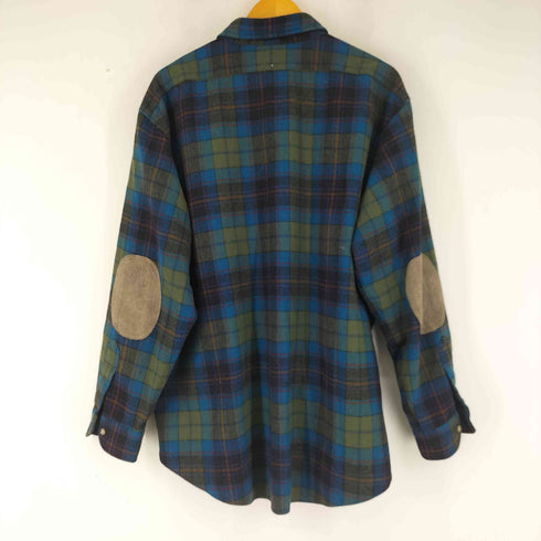 ペンドルトン PENDLETON 70S USA製 配色チェック エルボーパッチ ウールシャツ メンズ JPN:XL